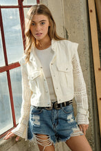 Load image into Gallery viewer, Twill Crop Crochet SLV Jacket
