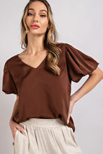 Load image into Gallery viewer, V-NECK PUFF SLEEVE BLOUSE TOP
