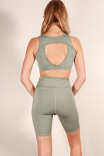 Load image into Gallery viewer, Open Back Crop Top &amp; Biker Shorts Active wear Set
