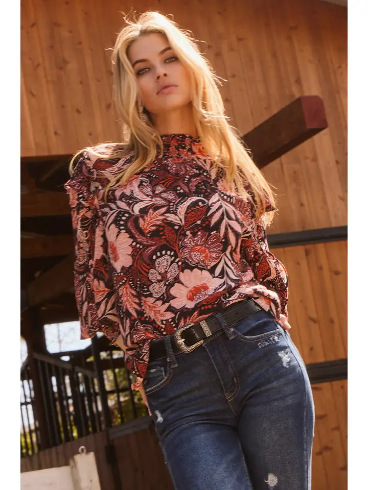 Boho Printed Long Sleeve Blouse