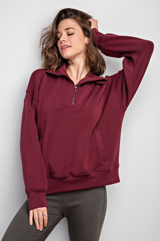 Quarter Zip Funnel Neck Pullover