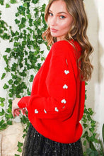 Load image into Gallery viewer, Heart Shaped Jeweled Button Detail Knitted Sweater
