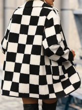 Load image into Gallery viewer, Checkered Button Front Coat with Pockets
