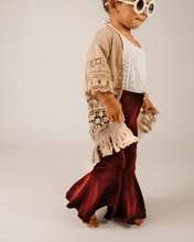 Load image into Gallery viewer, Lina Pleated Velour Bell Bottoms - Wine
