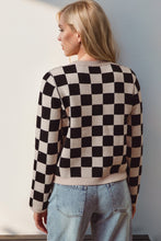 Load image into Gallery viewer, Double Take Full Size Checkered Tie Front Long Sleeve Cardigan
