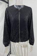 Load image into Gallery viewer, Black Sequin Zip Up Jacket
