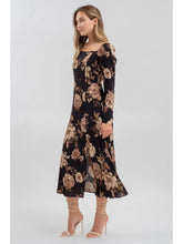 Load image into Gallery viewer, Floral Square Neck Long Sleeve Midi Dress
