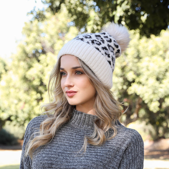 White Leopard Winter Hat