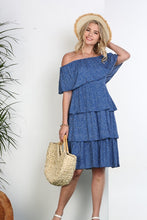 Load image into Gallery viewer, OFF THE SHOULDER THREE LAYERS RUFFLE DRESS*
