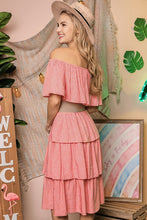 Load image into Gallery viewer, OFF THE SHOULDER THREE LAYERS RUFFLE DRESS*
