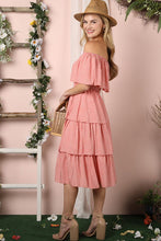 Load image into Gallery viewer, OFF THE SHOULDER THREE LAYERS RUFFLE DRESS*
