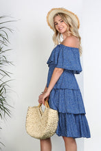 Load image into Gallery viewer, OFF THE SHOULDER THREE LAYERS RUFFLE DRESS*
