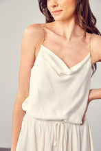 Load image into Gallery viewer, Creamy White Cowl Neck Beaded Strap Dress
