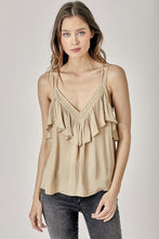 Load image into Gallery viewer, TRIM DETAIL WITH RUFFLE CAMI TOP
