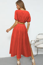 Load image into Gallery viewer, Puff Sleeve Crop Top and Maxi Skirt Set
