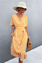 Load image into Gallery viewer, Striped Tie Belt Midi Dress
