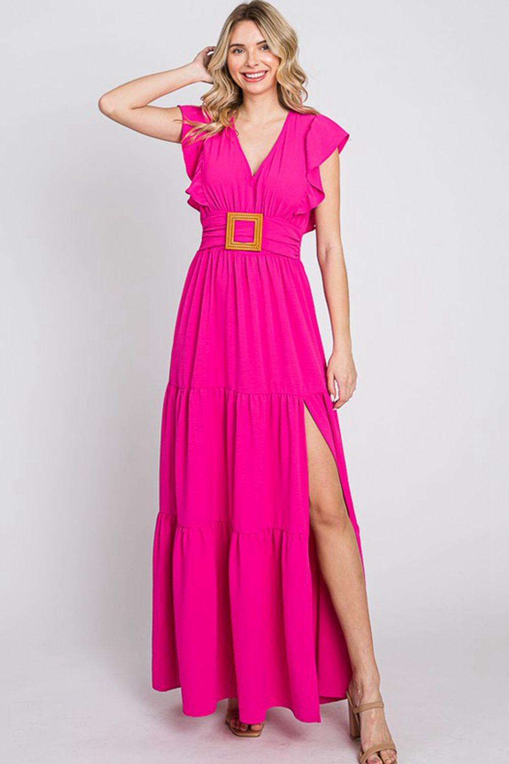 Tiered Side Slit Maxi Dress