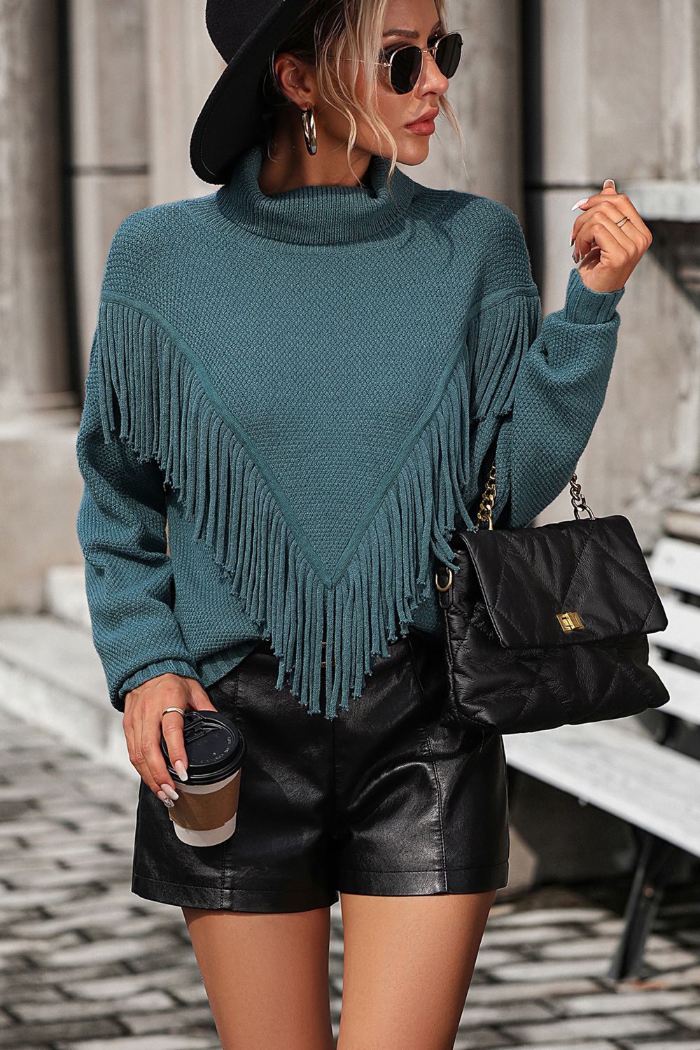 Tassel Front Long Sleeve Pullover Sweater