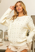 Load image into Gallery viewer, Pearl &amp; Rhinestone Decor Long Sleeve Sweater
