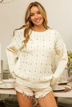 Load image into Gallery viewer, Pearl &amp; Rhinestone Decor Long Sleeve Sweater
