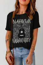Load image into Gallery viewer, Graphic Cuffed Sleeve Round Neck Tee
