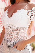 Load image into Gallery viewer, White Lace Off the Shoulder Bodysuit
