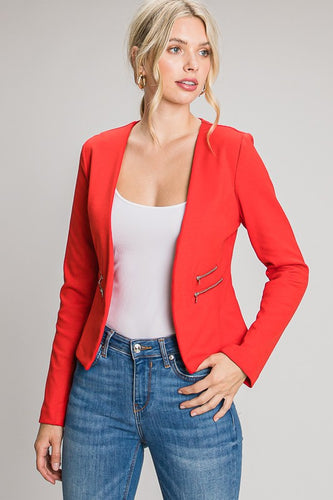 Zipper red blazer freeshipping - Believe Inspire Beauty